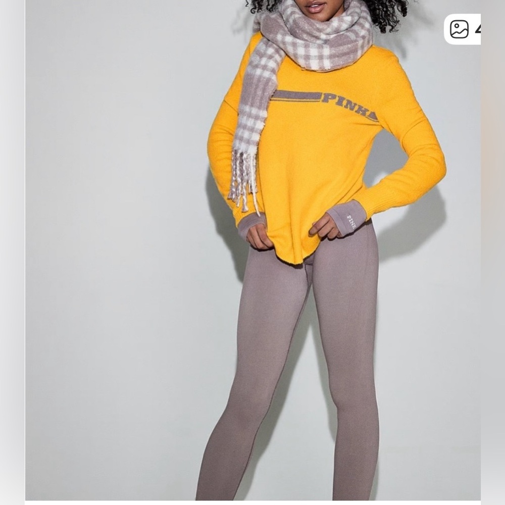 PINK/ Victoria’s Secret Collegiate Knit Yellow 
CREWNECK SWEATER SIZE XL
